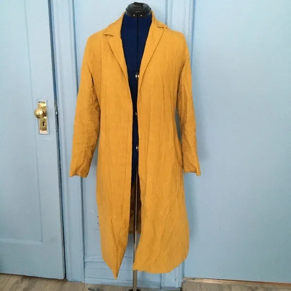 yellow mustard long coat - Picture 1 of 2